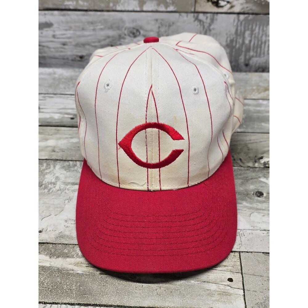 Vintage Drew Pearson MLB Baseball Cap Pinstripe Cincinnati Reds "C" Logo